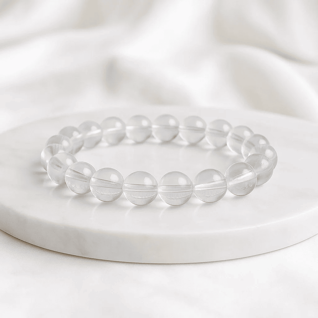 Clear quartz bracelet benefits — natural transparent clear quartz master healer crystal bracelet