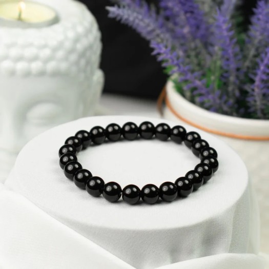 Black tourmaline bracelet benefits — natural black protection crystal bracelet for grounding and shielding