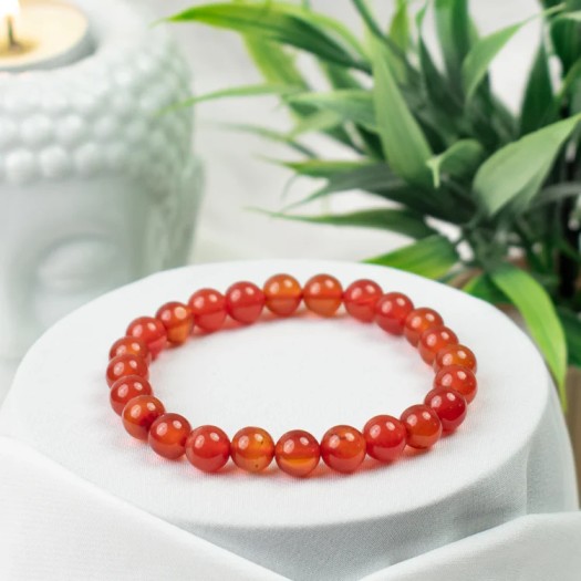 Carnelian bracelet benefits — natural orange carnelian healing crystal bracelet for confidence and creativity